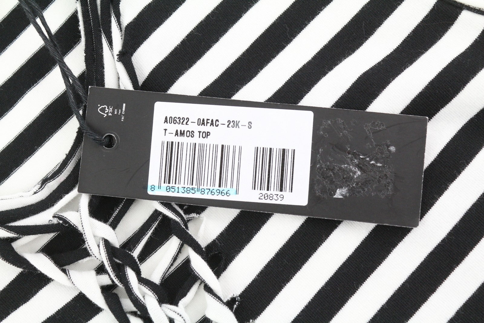 DIESEL T-Amos Women's T-Shirt S White Black Stripe Sleeveless Logo