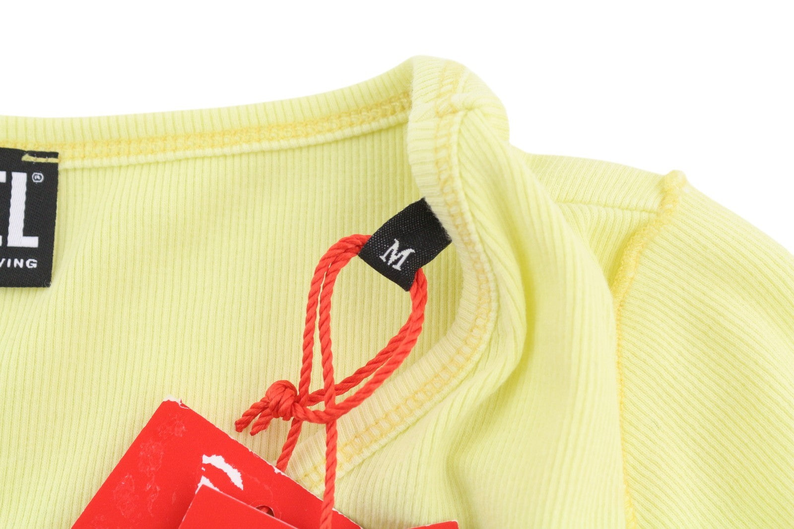 DIESEL T-Ribby Women's T-Shirt M Yellow Cropped Stretch Short Sleeve