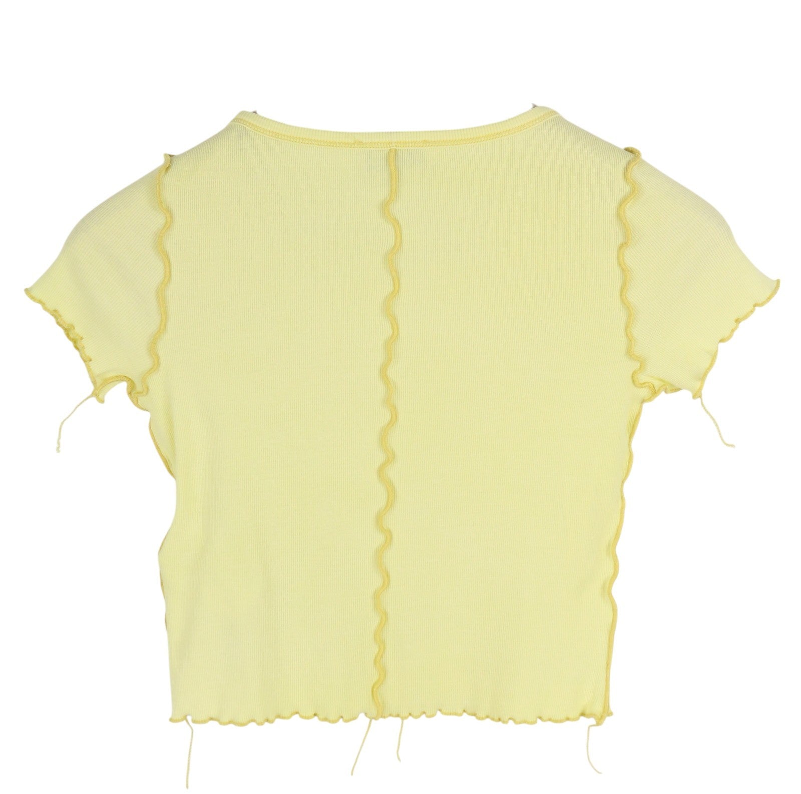 DIESEL T-Ribby Women's T-Shirt S Yellow Cropped Stretch Short Sleeve