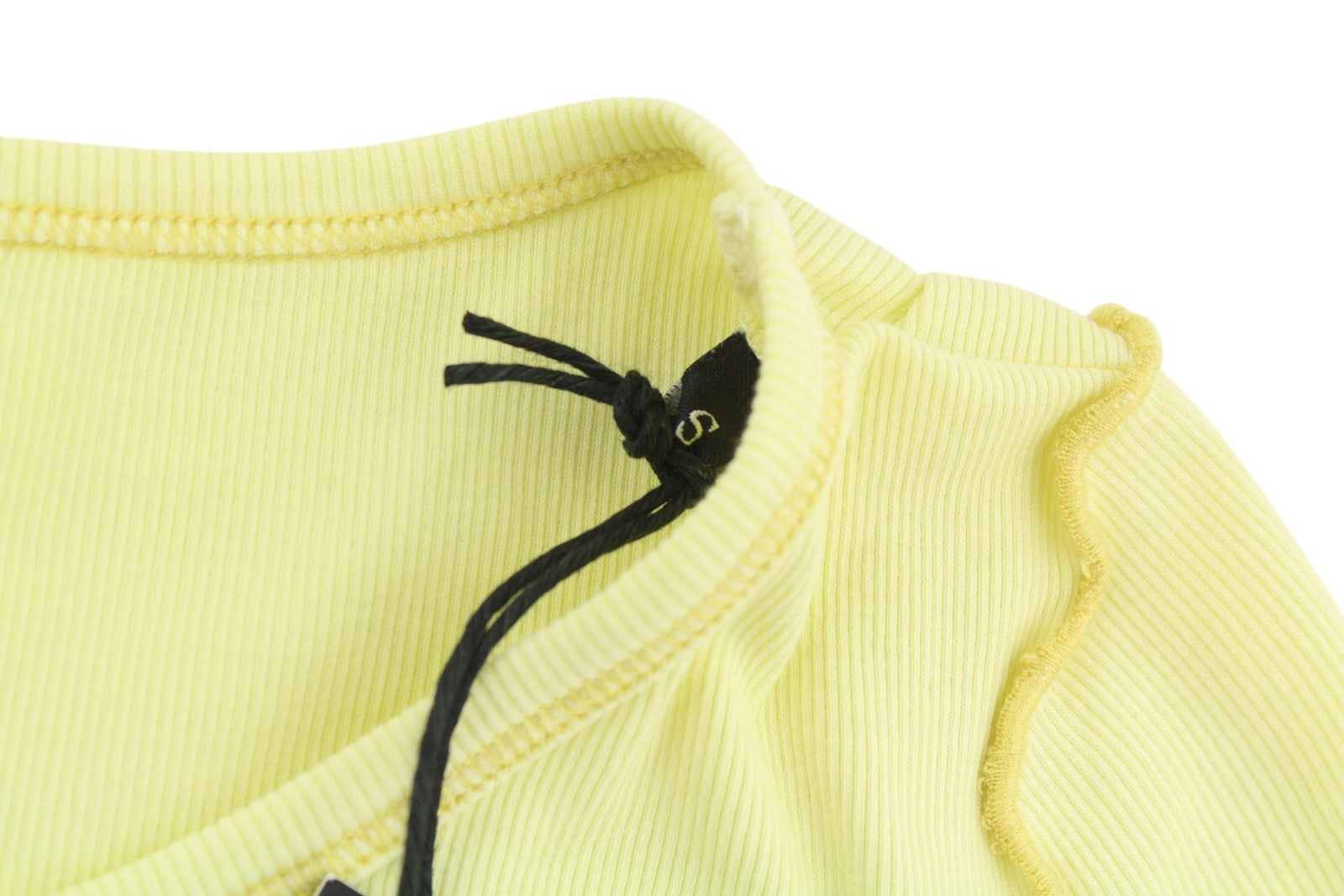 DIESEL T-Ribby Women's T-Shirt S Yellow Cropped Stretch Short Sleeve