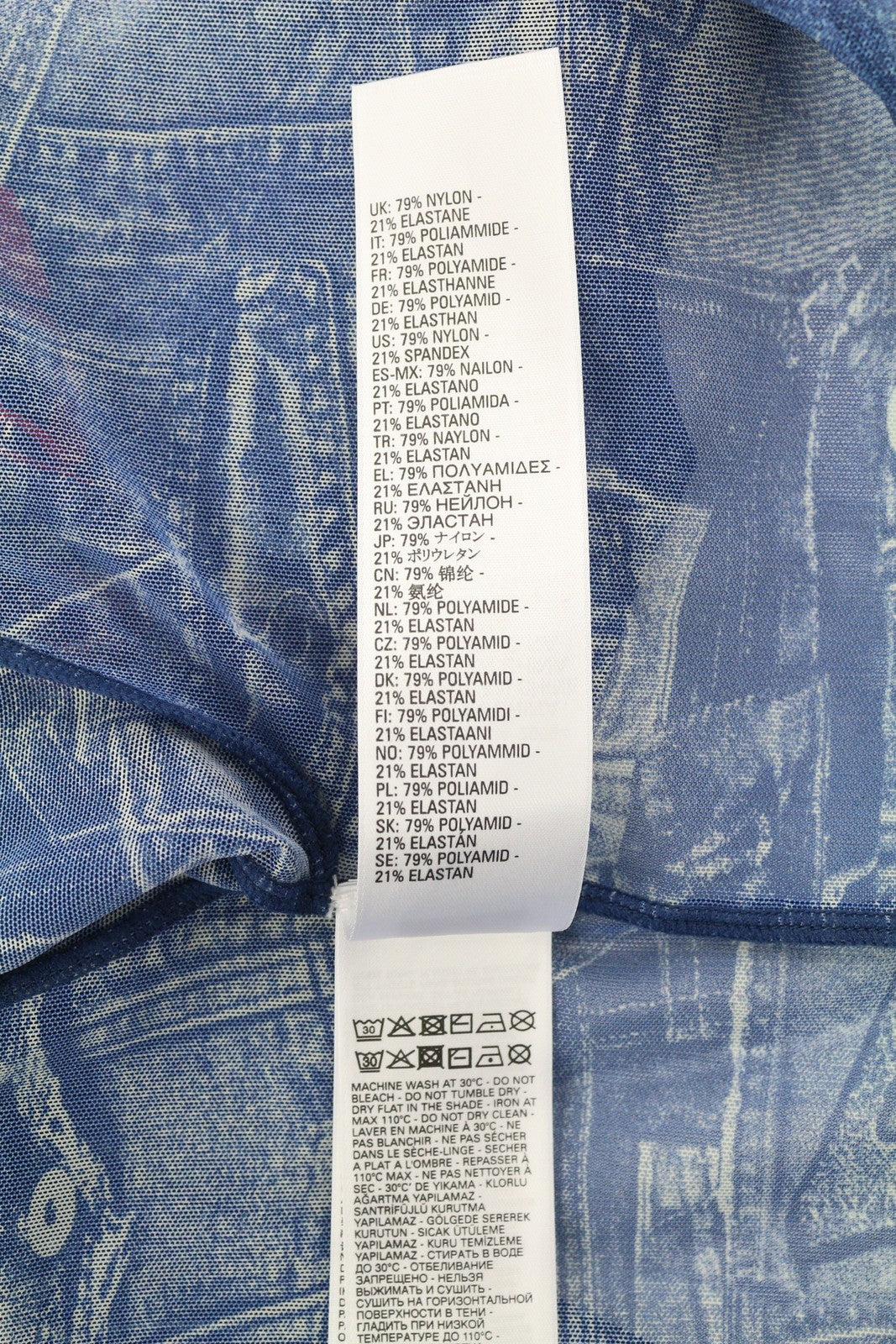 DIESEL Awtee-Briize-Wt28 Women's T-Shirt S Blue Washed Sheer Cropped