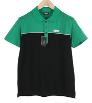 DIESEL T-Ralfy-Bic Men's T-Shirt S Black Green Polo Cotton Button Front