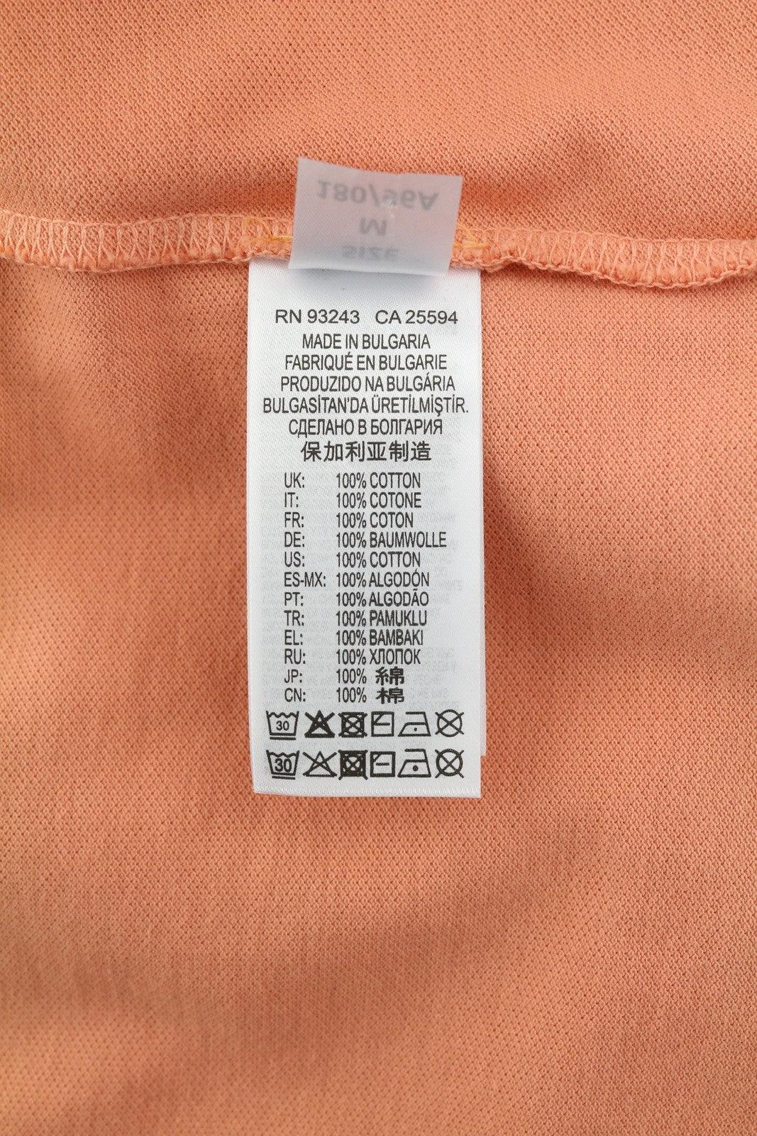 DIESEL T-Polo-Worky Men's T-Shirt M Peach Stretch Polo Half Button Logo