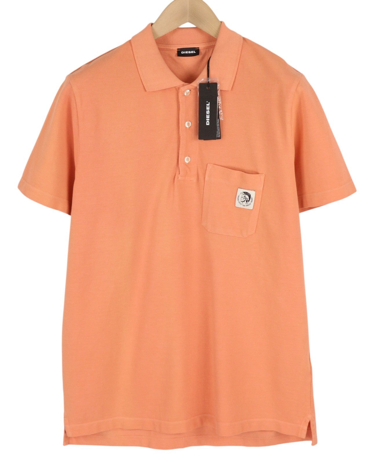 DIESEL T-Polo-Worky Men's T-Shirt S Peach Stretch Polo Half Button