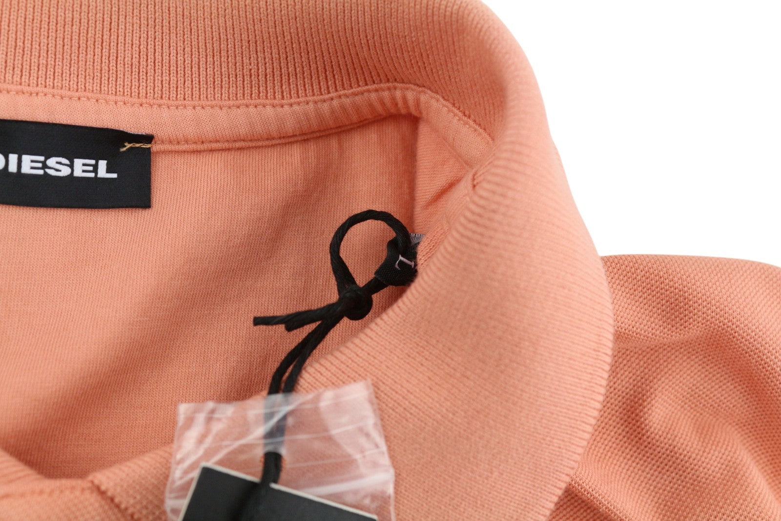 DIESEL T-Polo-Worky Men's T-Shirt L Peach Stretchy Polo Half Button