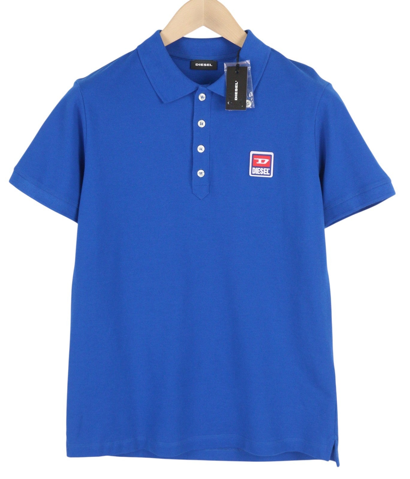DIESEL T-Kal-Patch Polo Men's T-Shirt S Blue Cotton Half Button Logo