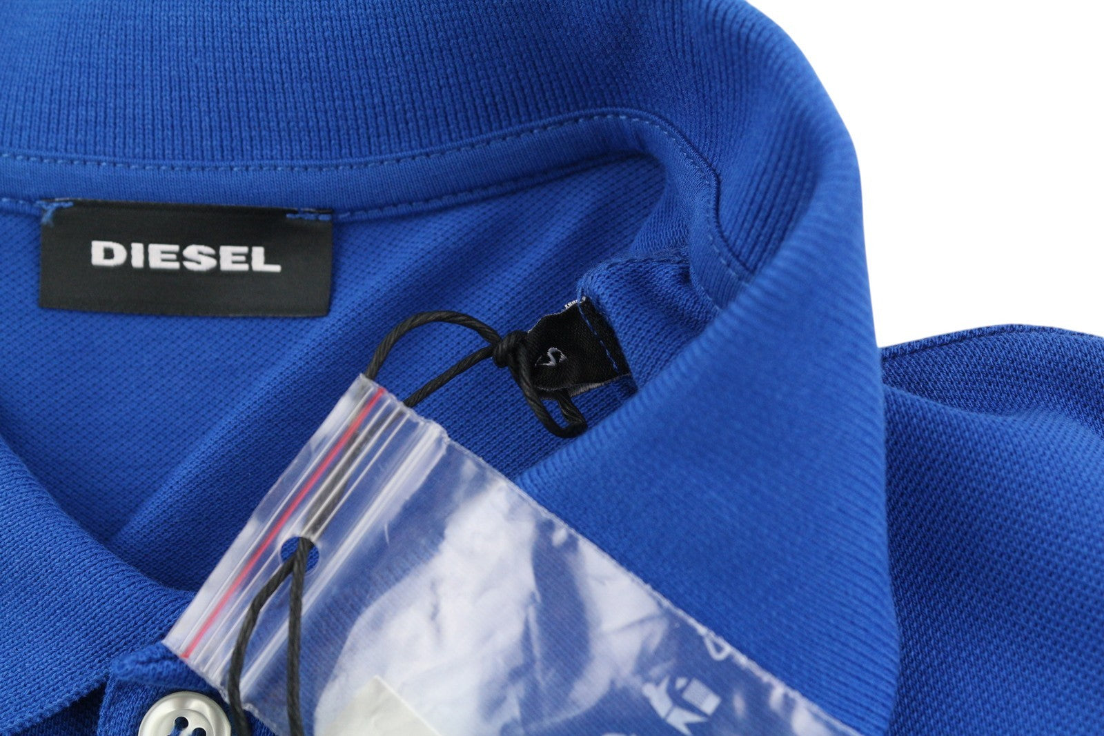 DIESEL T-Kal-Patch Polo Men's T-Shirt S Blue Stretch Half Button Logo