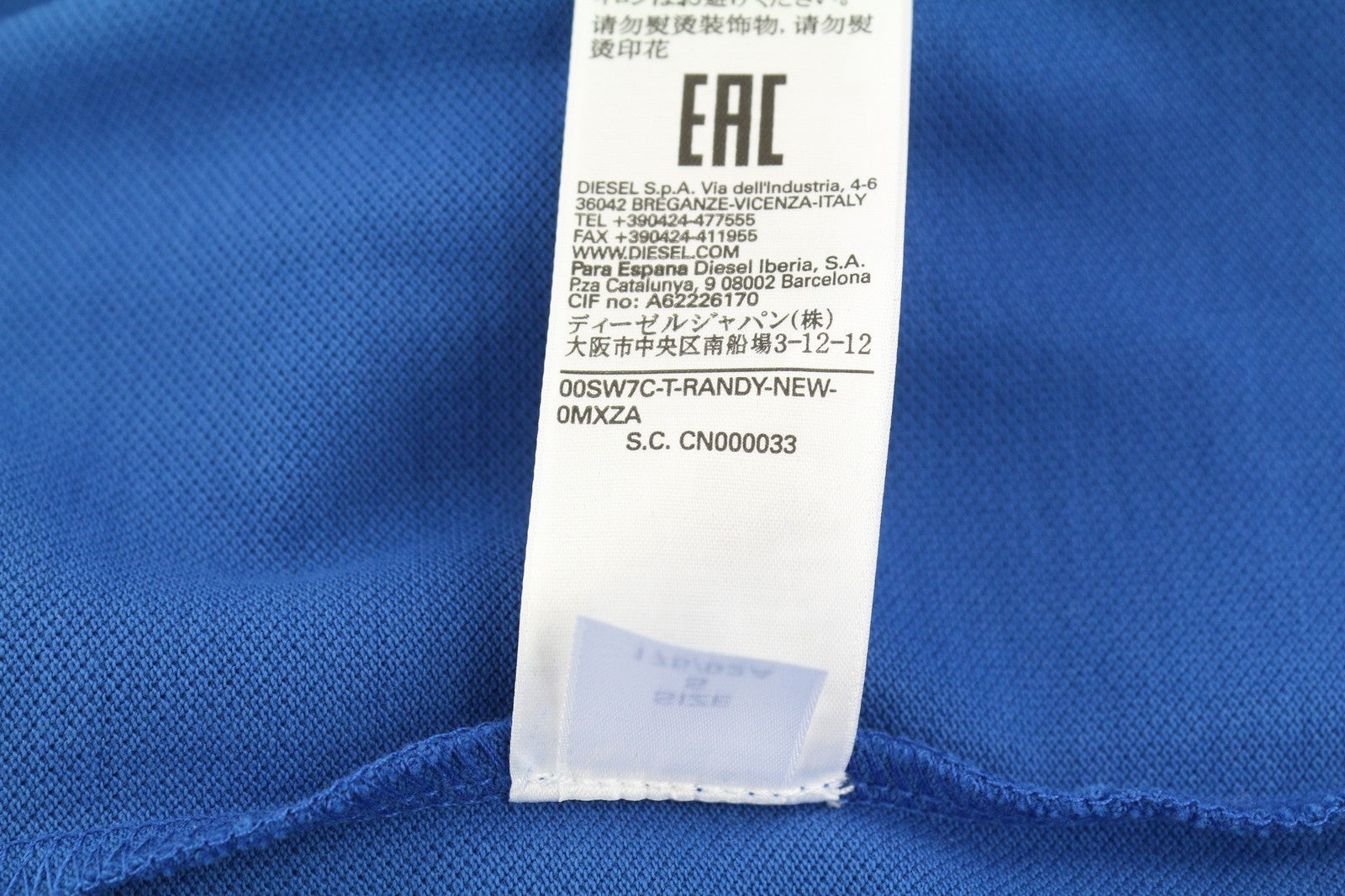 DIESEL T-Randy-New Polo Men's T-Shirt S Blue Stretch Half Button Logo