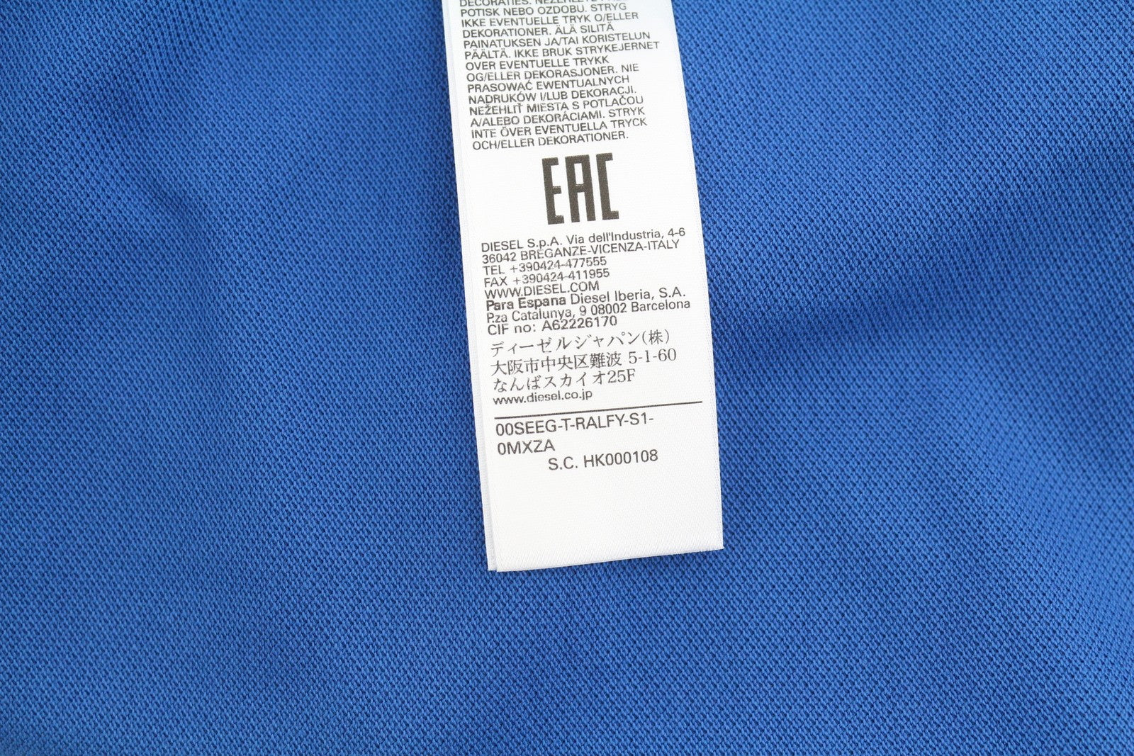 DIESEL T-Ralfy-S1 Men's T-Shirt S Blue Stretch Polo Half Button