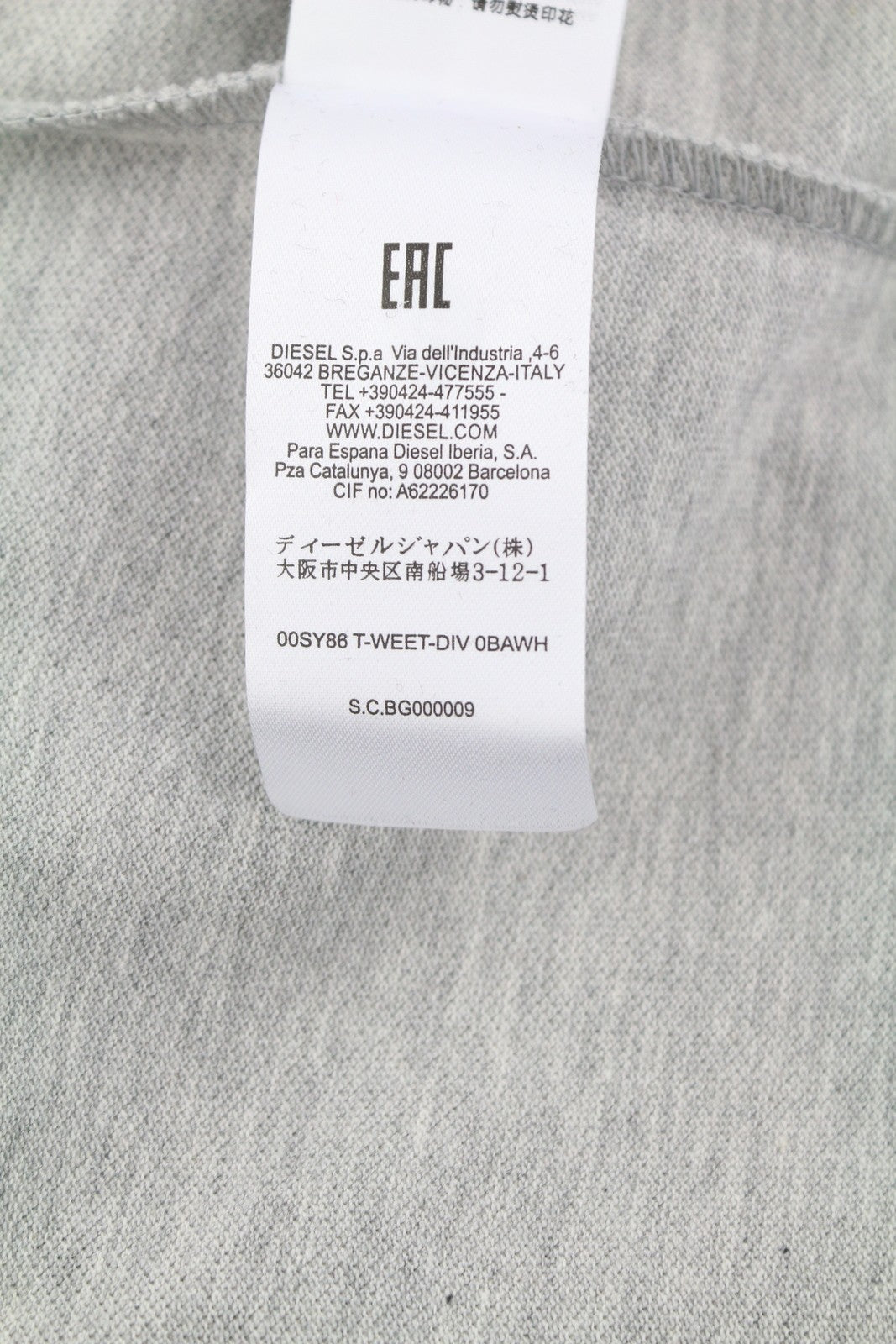 DIESEL T-Weet-Div Polo Men's T-Shirt S Grey Melange Half Button Logo