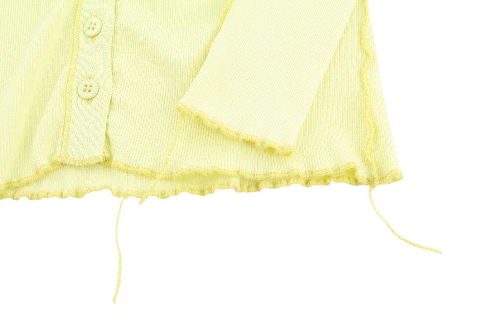 DIESEL T-Ribby-Open Women's T-Shirt S Yellow Ribbed Buttoned Crop Cardigan