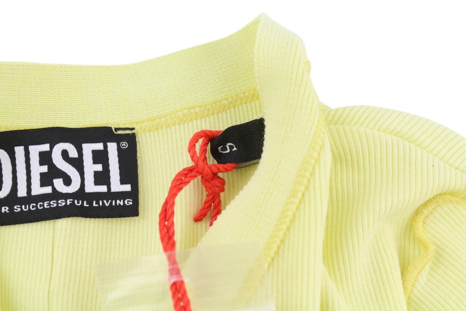 DIESEL T-Ribby-Open Women's T-Shirt S Yellow Ribbed Buttoned Crop Cardigan