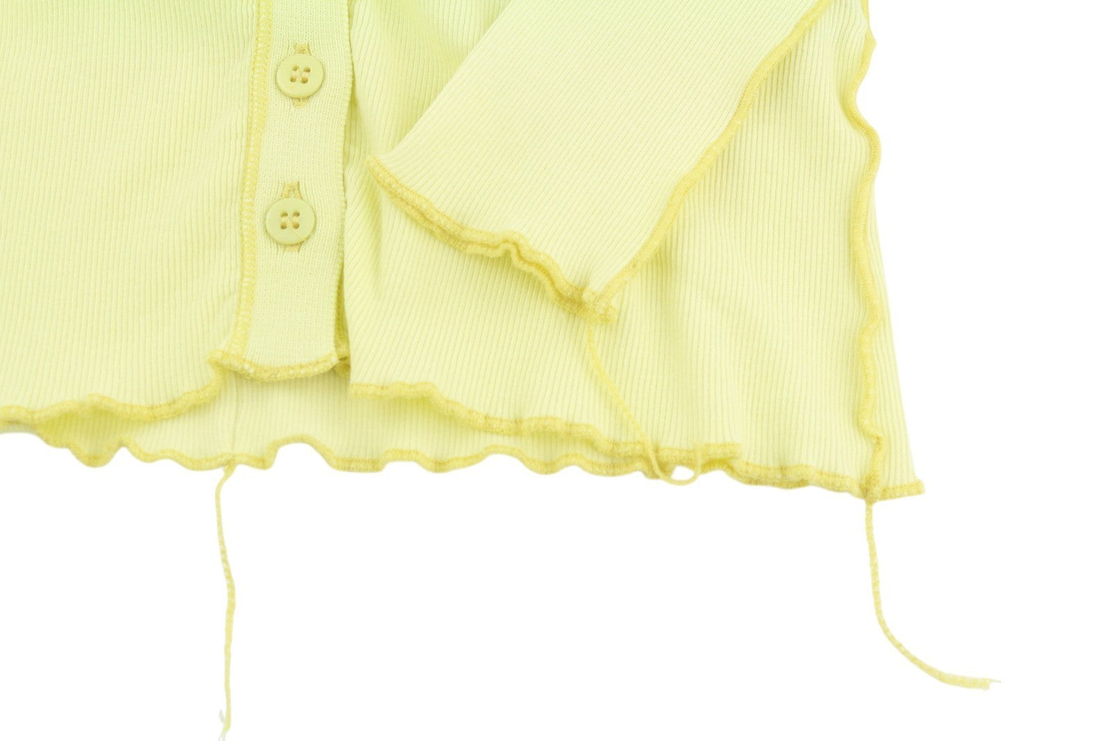 DIESEL T-Ribby-Open Women's T-Shirt S Yellow Ribbed Cropped Button Front