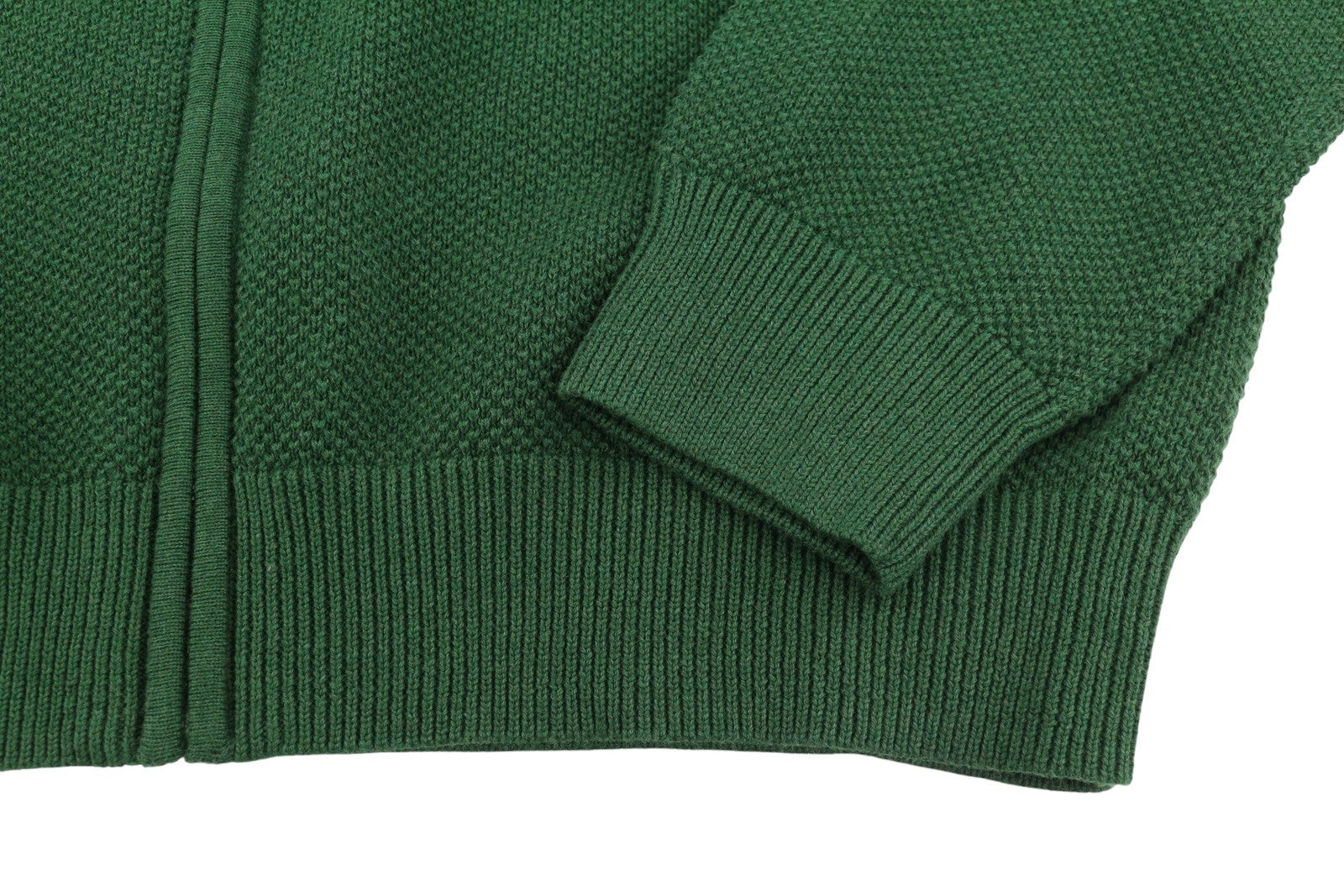 GANT Cotton Pique Zip Cardigan Men Jumper XL Forest Green Melange Texture Zip