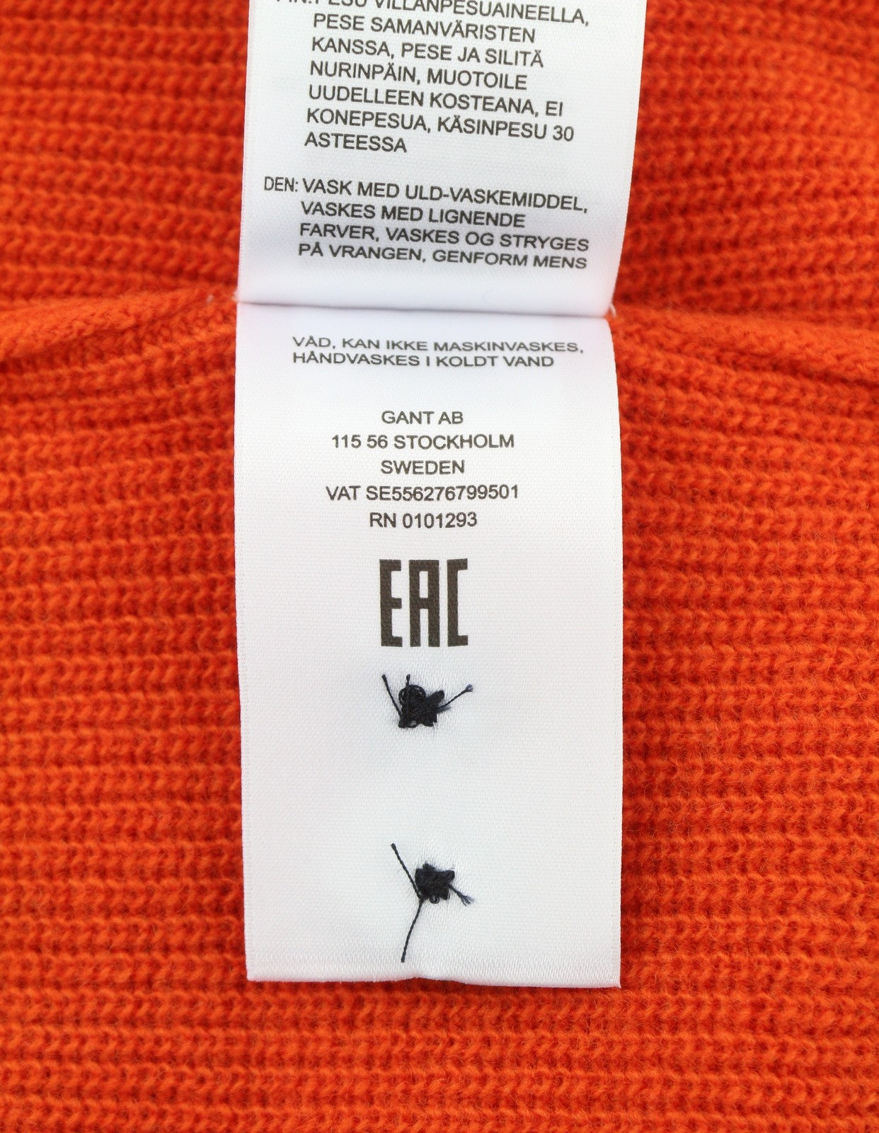 GANT Lambswool Rib Rugger Men Jumper S Pumpkin Orange Wool Knit Pullover