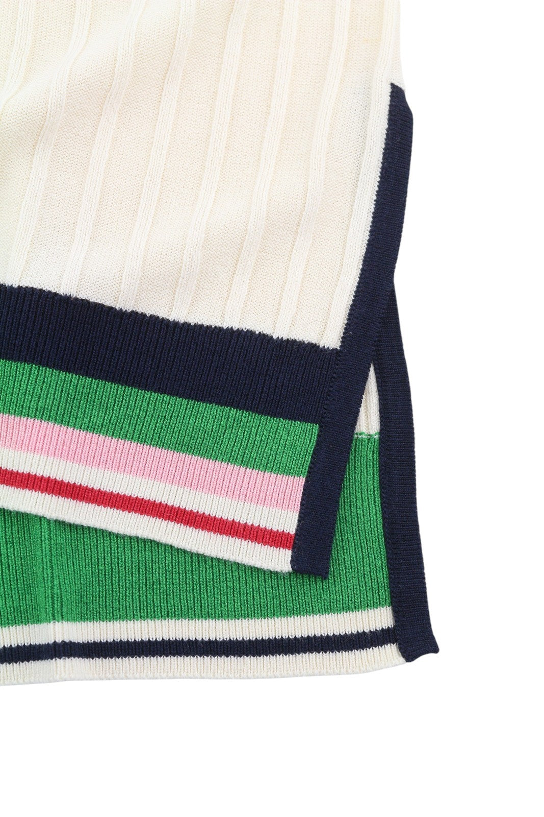 GANT Striped Rib Knit Vest Women Waistcoat L Cream V-Neck Stretch RRP125