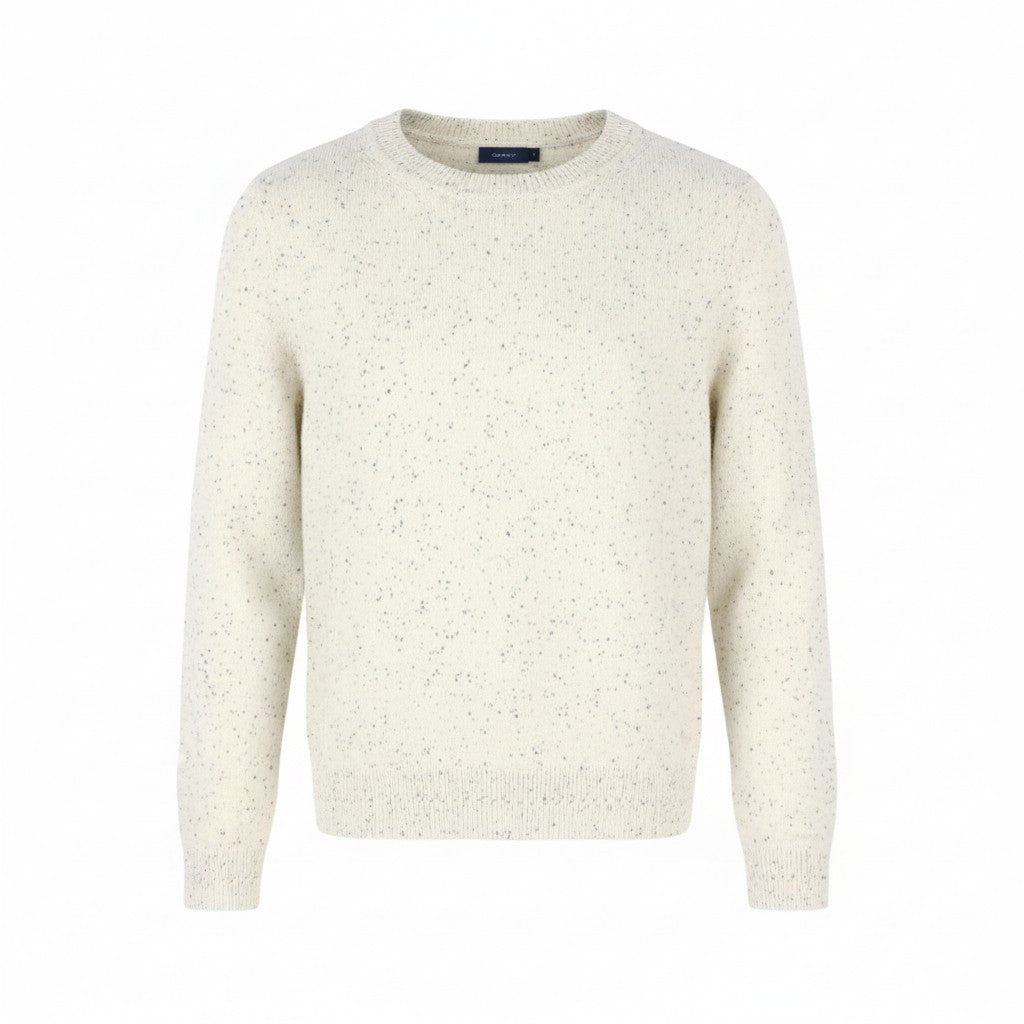 GANT Cotton Linen Neps Crew Women Jumper XL Cream Colourful Knit Pullover