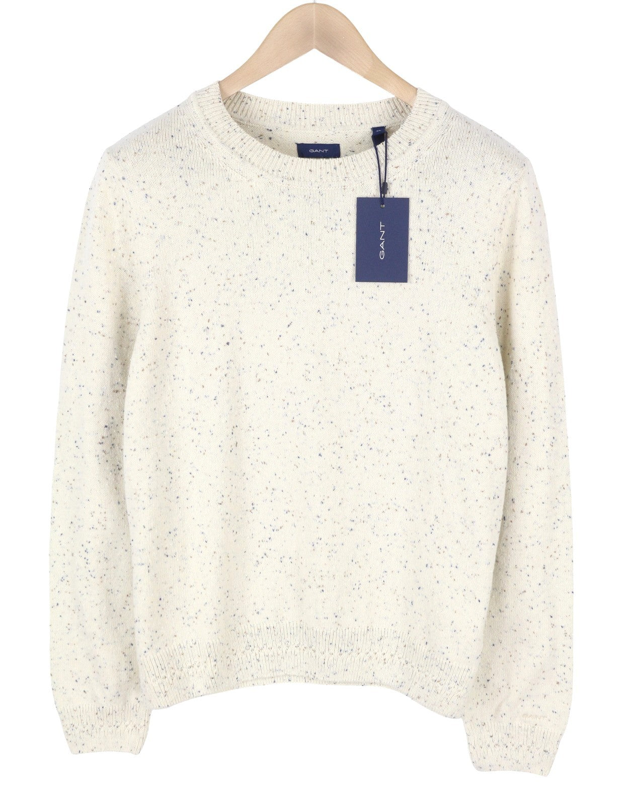 GANT Cotton Linen Neps Crew Women Jumper XL Cream Colourful Knit Pullover