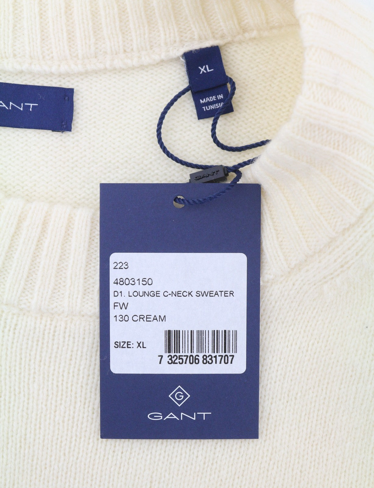 GANT Lounge C-Neck Women Jumper XL Cream Wool Cashmere Knit Pullover