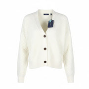 GANT Texture Cotton Cadigan Women Jumper M Eggshell Organic Knit Button-Up