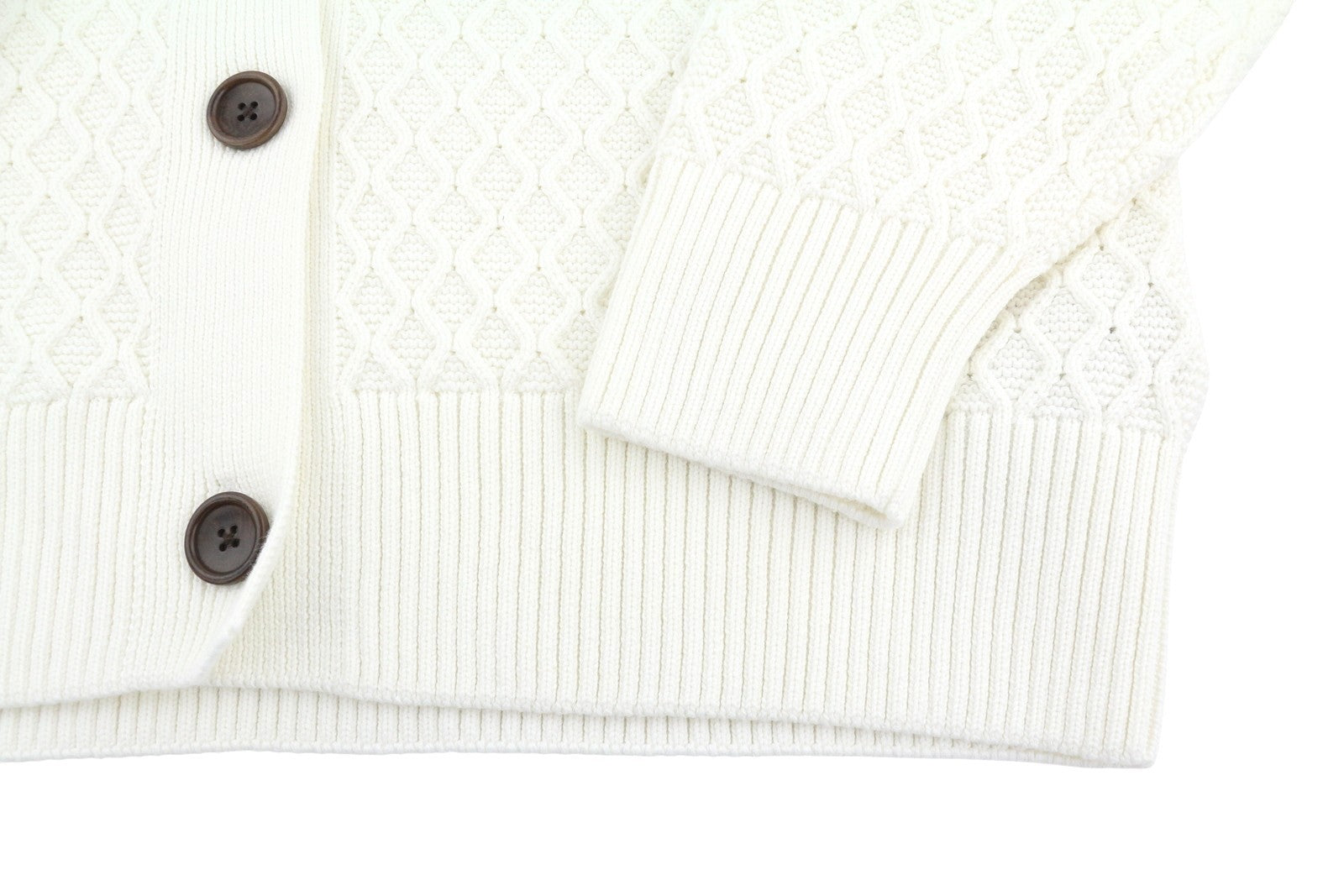 GANT Texture Cotton Cadigan Women Jumper M Eggshell Organic Knit Button-Up