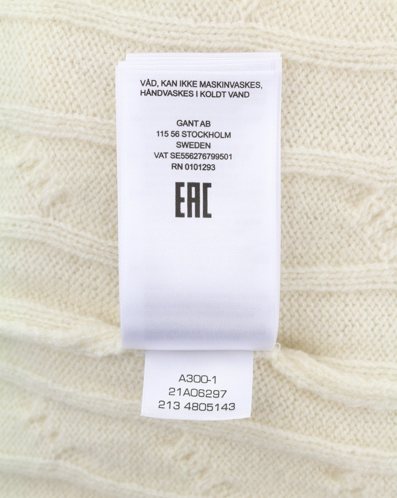 GANT Lambswool Cable C-Neck Women Jumper L Cream Wool Blend Knit Pullover