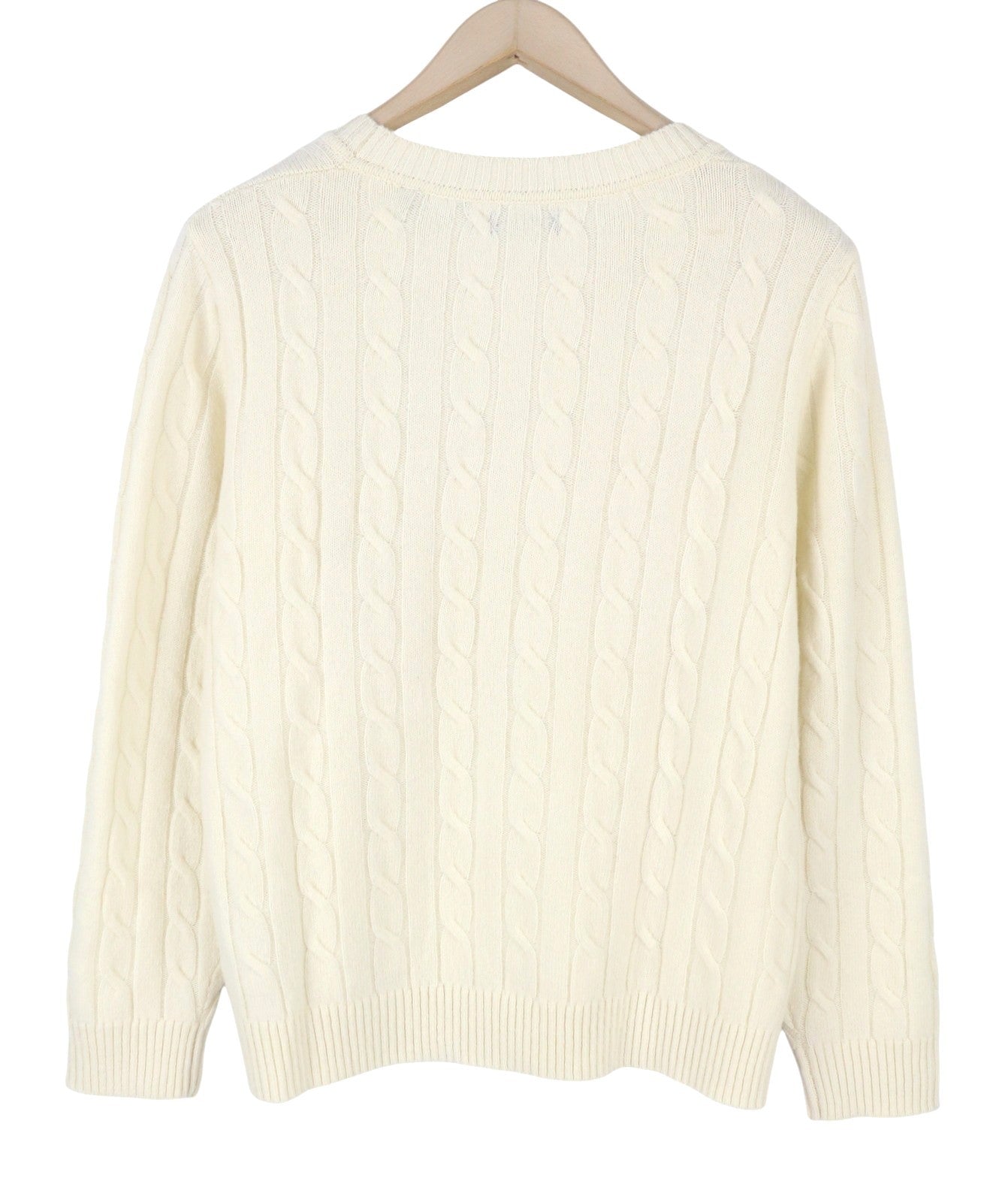 GANT Lambswool Cable C-Neck Women Jumper L Cream Wool Blend Knit Pullover