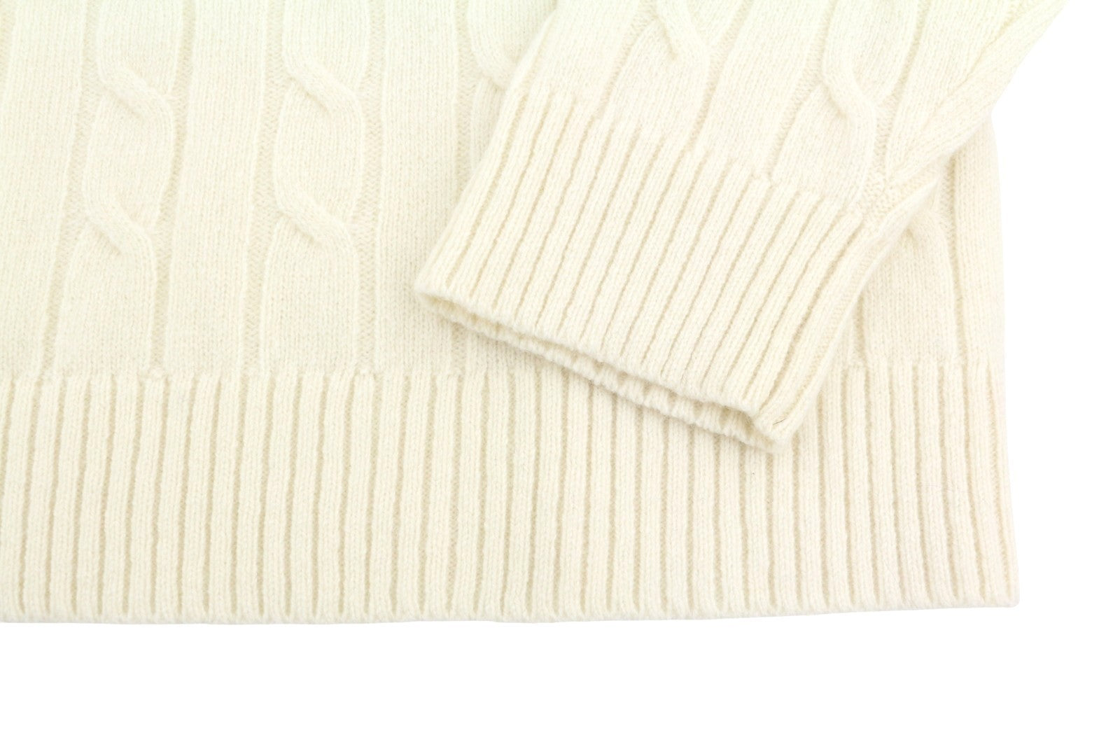 GANT Lambswool Cable C-Neck Women Jumper L Cream Wool Blend Knit Pullover