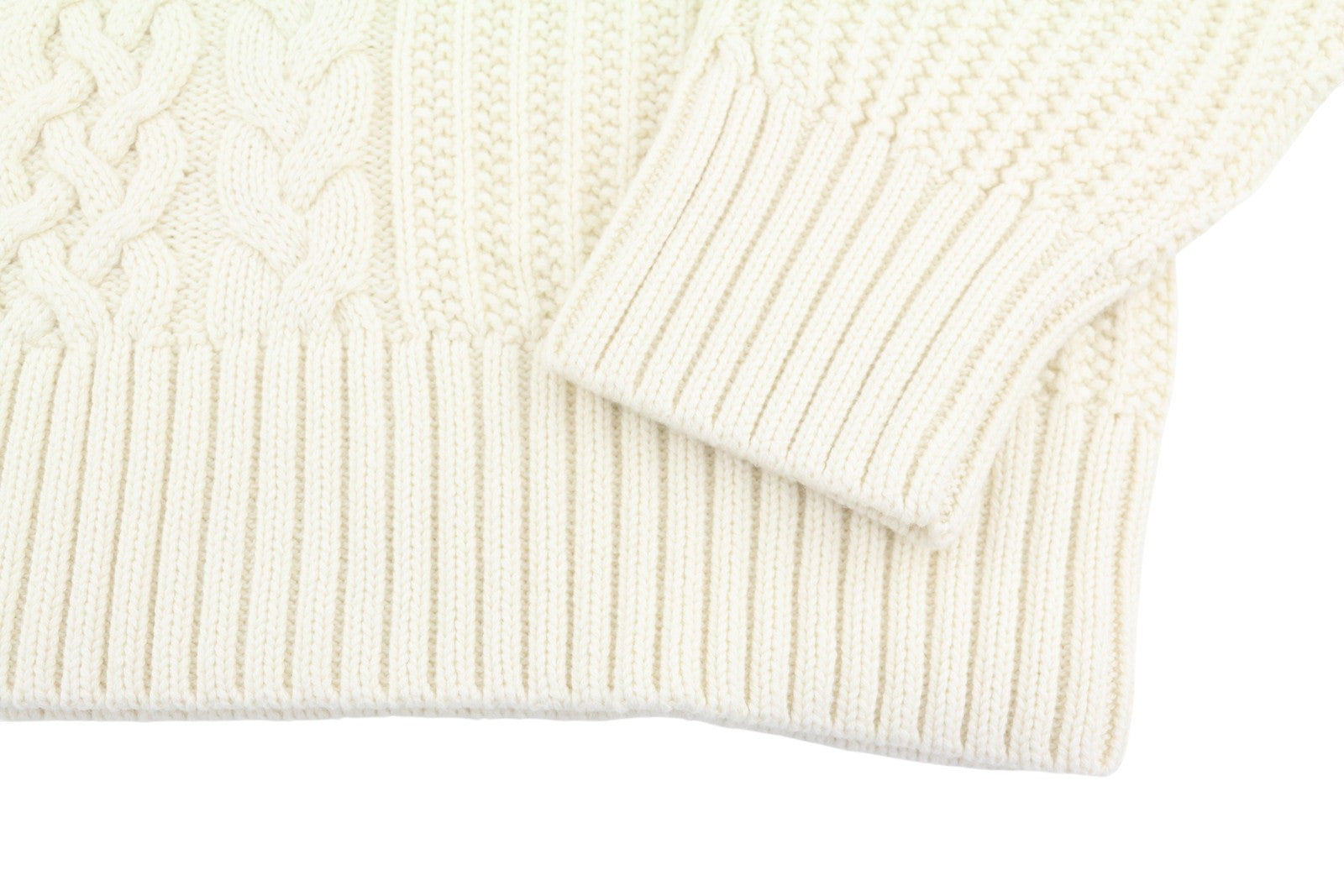 GANT Cable Half Zip Women Jumper L Cream Wool Blend Knit Pullover