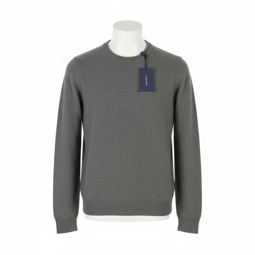 GANT Superfine Lambswool C-Neck Women Jumper S Dark Grey Melange Knit Pullover