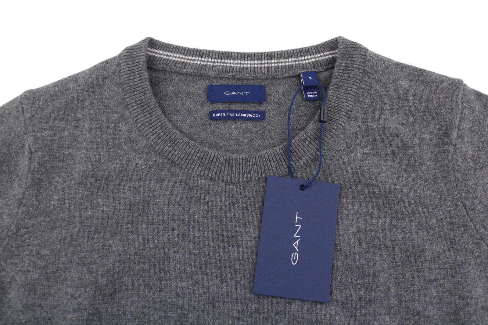 GANT Superfine Lambswool C-Neck Women Jumper S Dark Grey Melange Knit Pullover