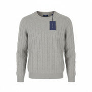 GANT Lambswool Cable C-Neck Women Jumper L Light Grey Knit Pullover