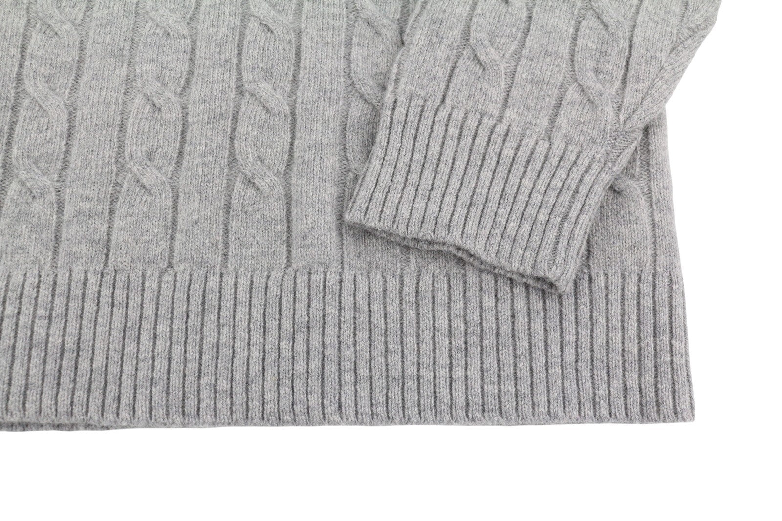 GANT Lambswool Cable C-Neck Women Jumper L Light Grey Knit Pullover