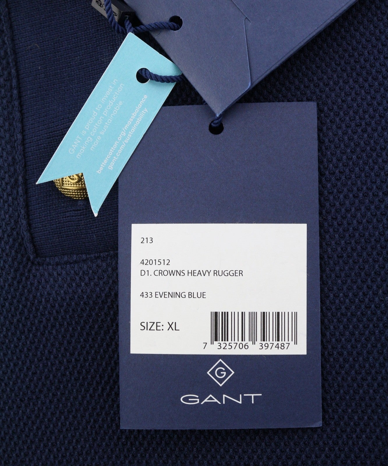 GANT Crowns Heavy Rugger Women Jumper XL Evening Blue Embroidered Polo