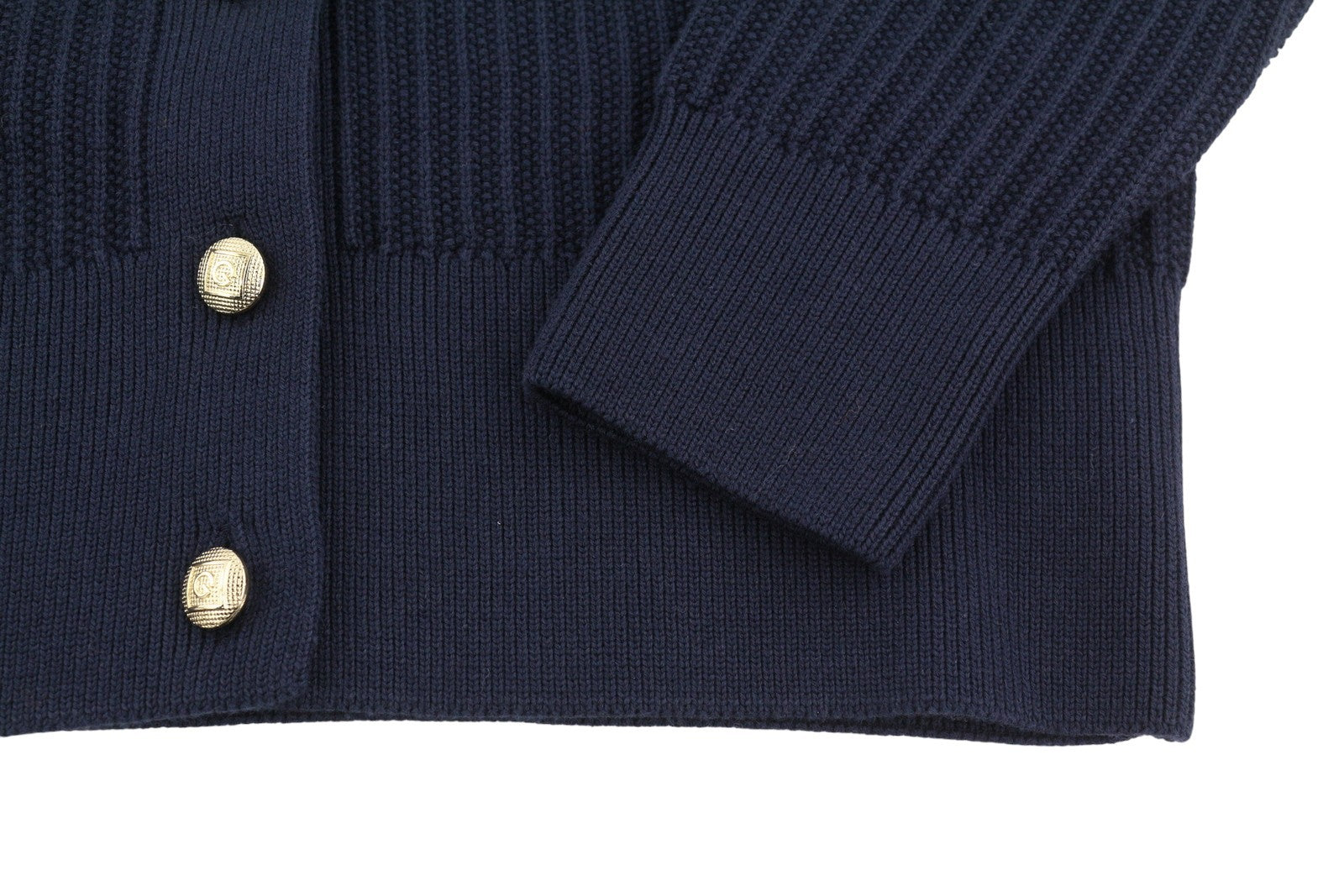 GANT Rib Pique Cardigan Women Jumper XS Evening Blue Organic Button-Up Knit