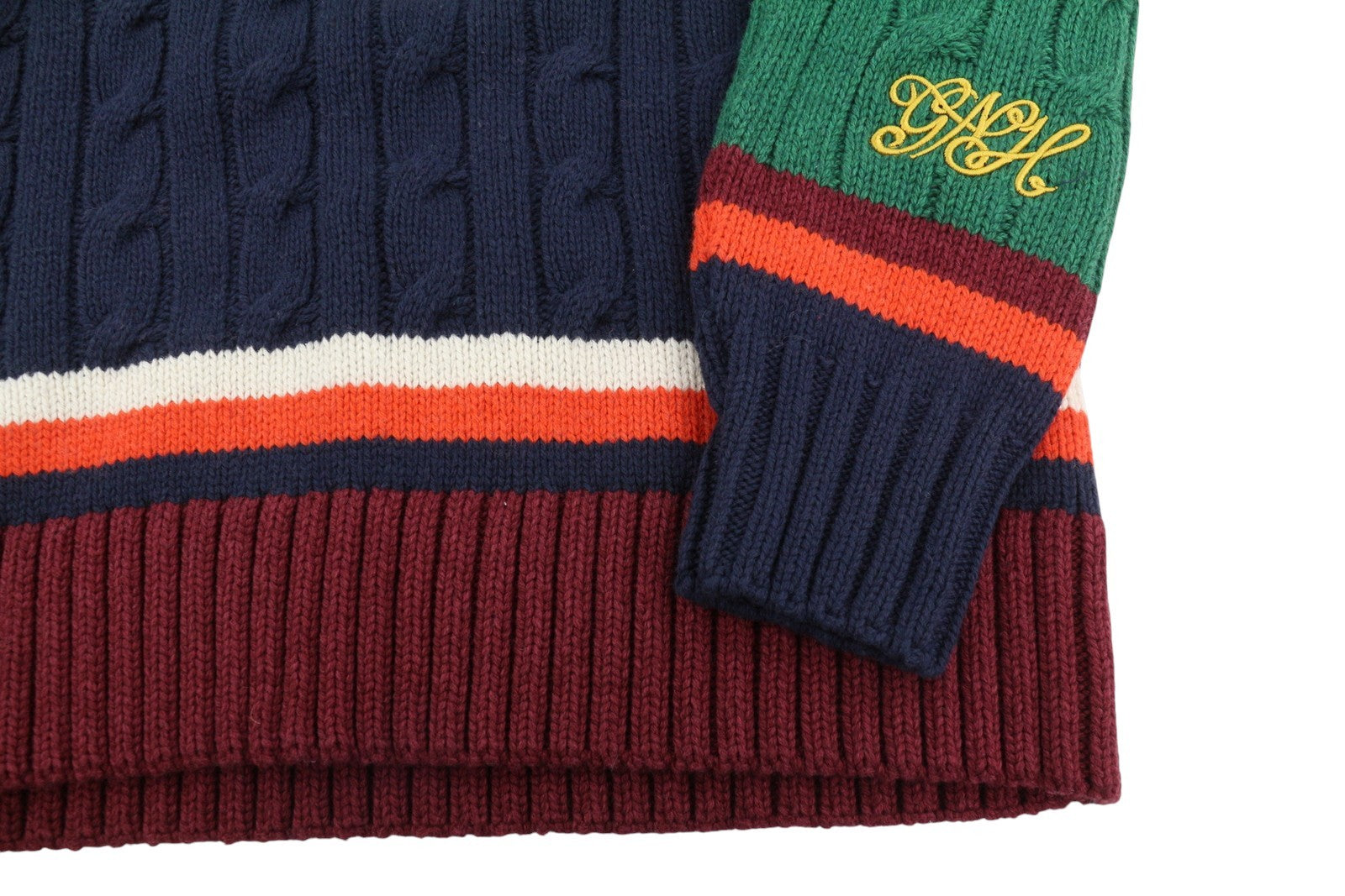 GANT Varsity V-Neck Women Jumper M Evening Blue Wool Blend Knit Pullover