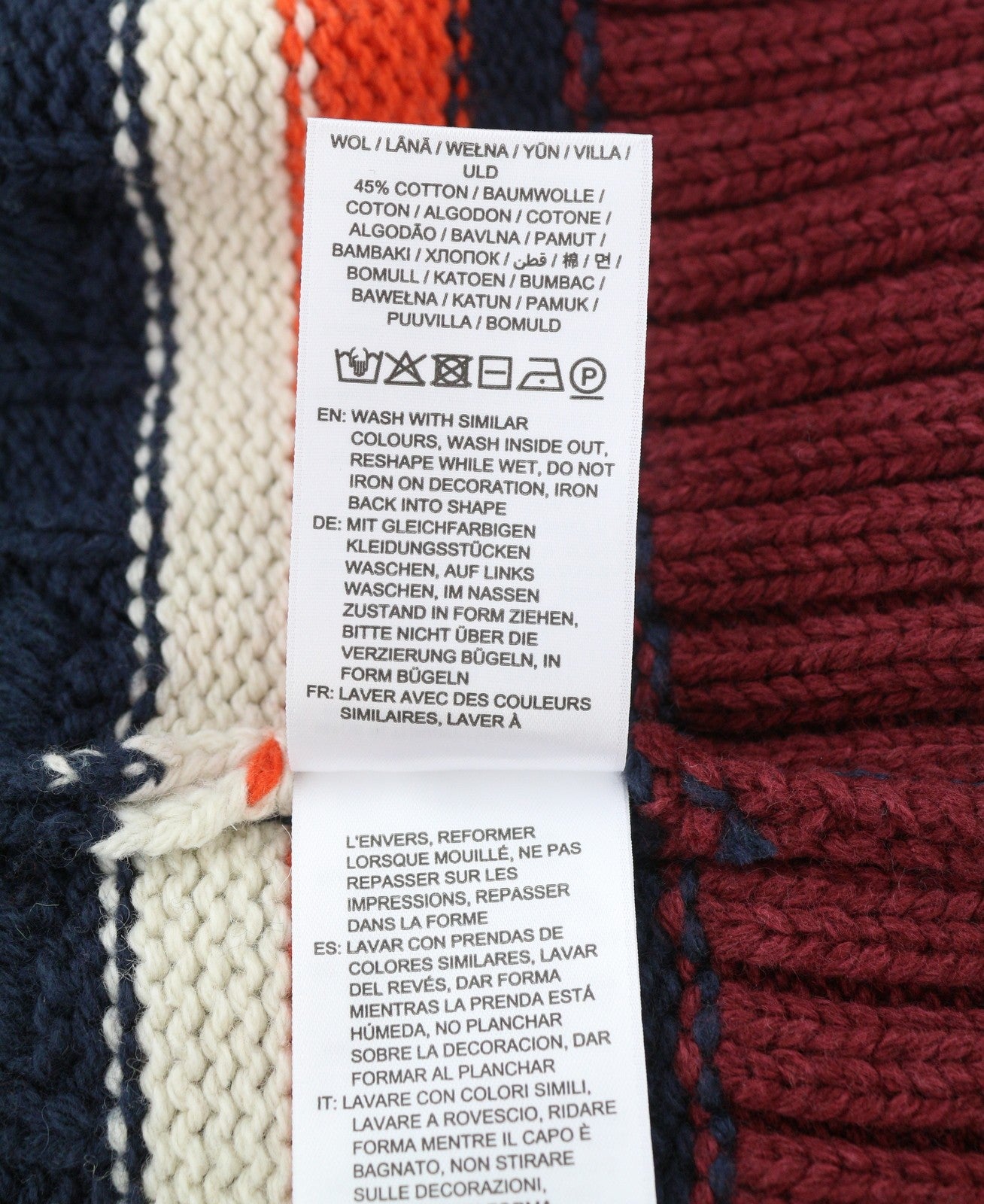 GANT Varsity V-Neck Women Jumper M Evening Blue Wool Blend Knit Pullover