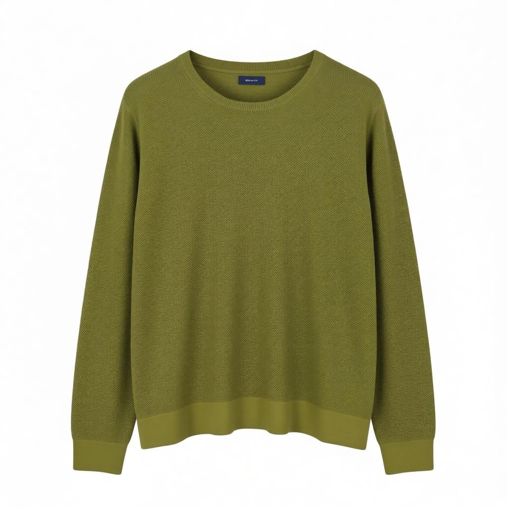 GANT Cotton Pique C-Neck Women Jumper 2XL Olive Green Waffle-Knit Pullover