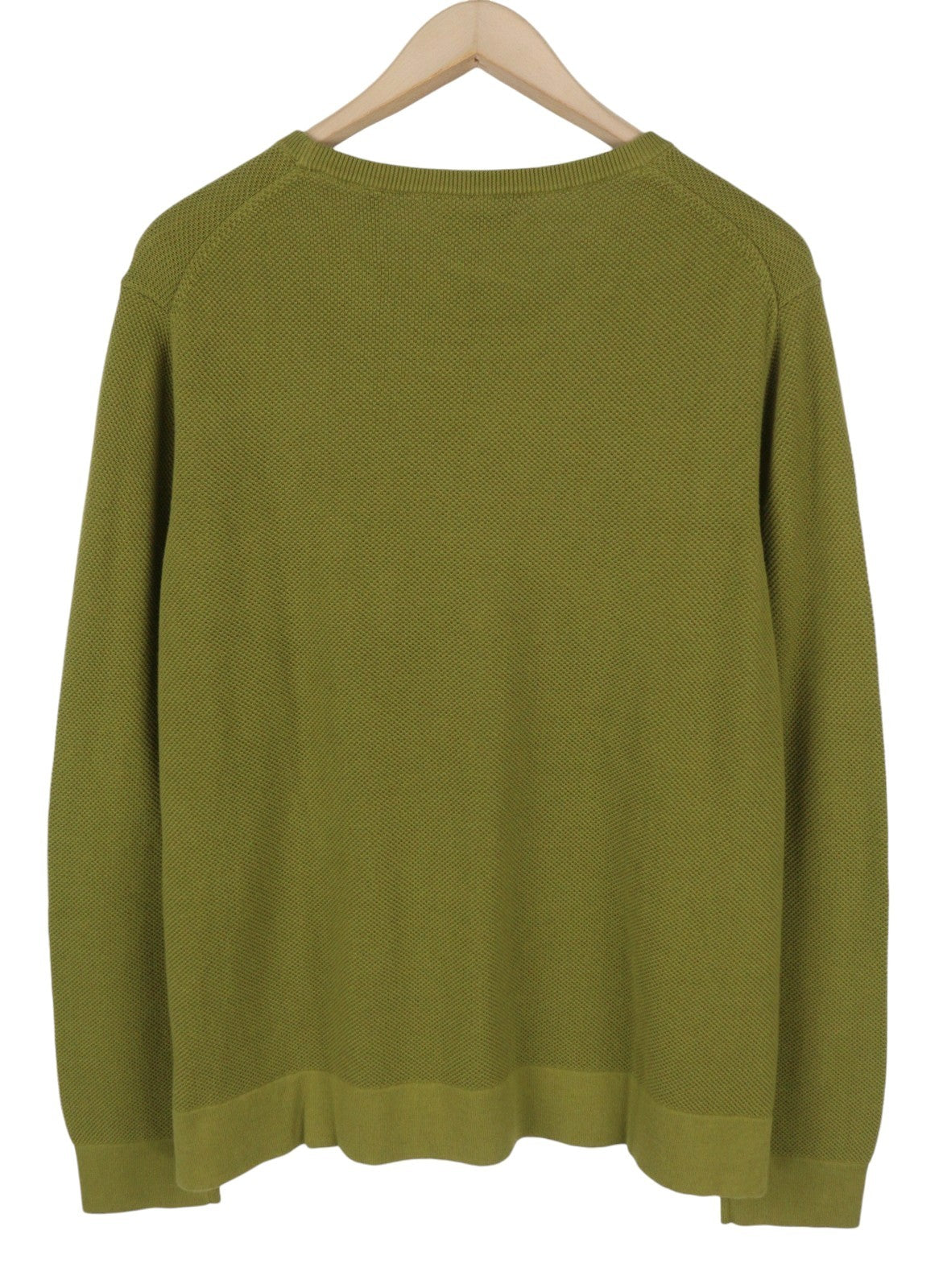GANT Cotton Pique C-Neck Women Jumper 2XL Olive Green Waffle-Knit Pullover