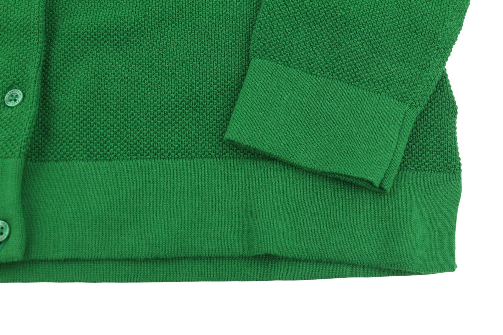 GANT Cotton Pique Cardigan Women Jumper M Lavish Green Button-Up Waffle-Knit