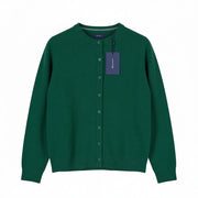 GANT Superfine Lambswool Crew Cardigan Women Jumper XS Ivy Green Button-Up Knit