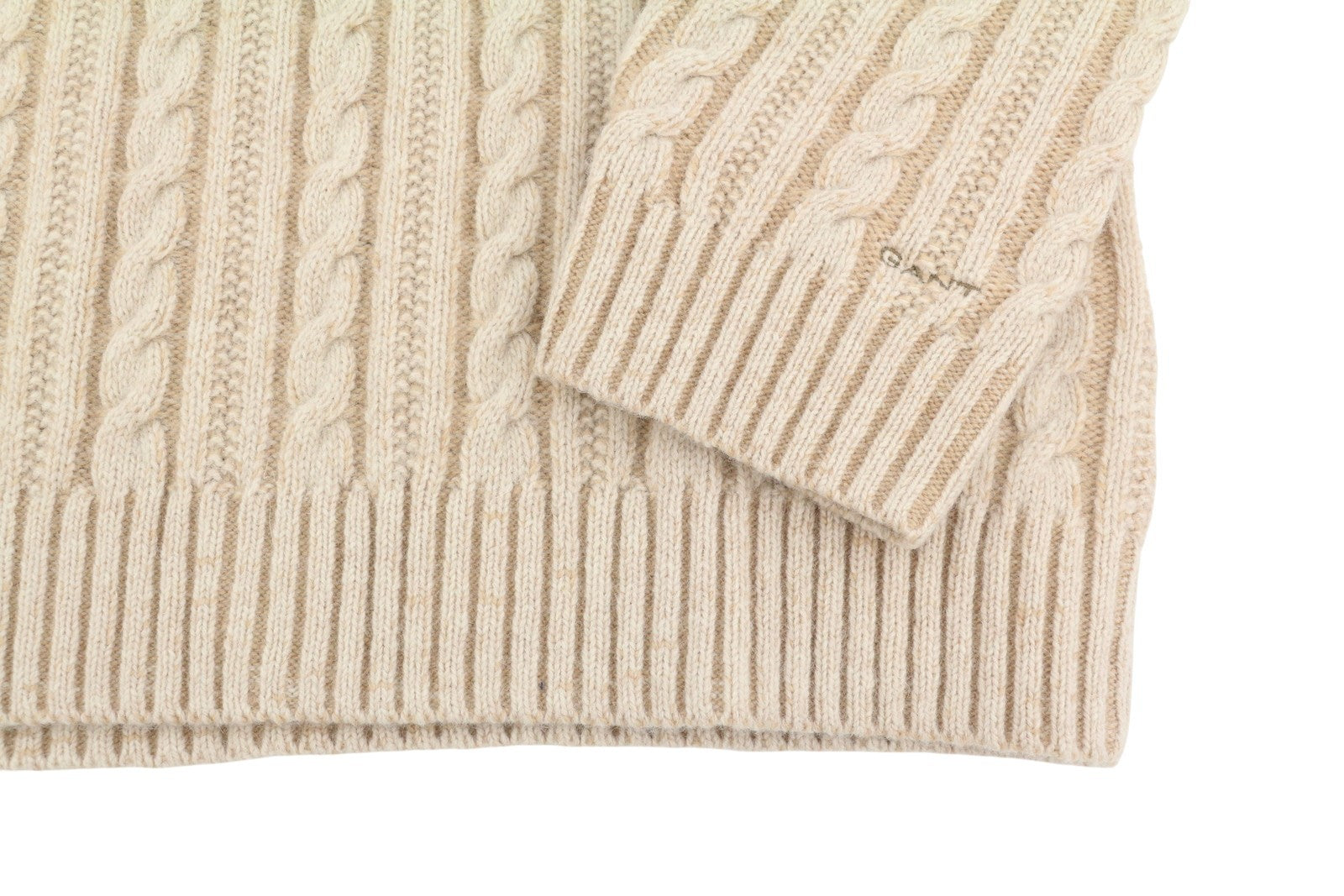 GANT Winter Faded Cable Crew Women Jumper 2XL Warm Khaki Wool Blend Pullover