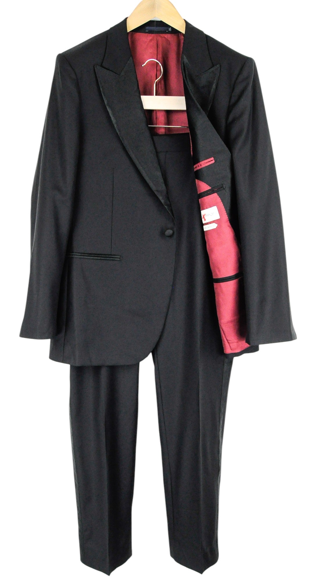 SUITSUPPLY Men's UK44S Lazio Tuxedo Suit Black Slim Wool 2 Piece Super 110's