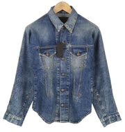 R13 Raglan Trucker Shirt Women Jacket M Kelly Tex Buttoned Faded Washed Denim