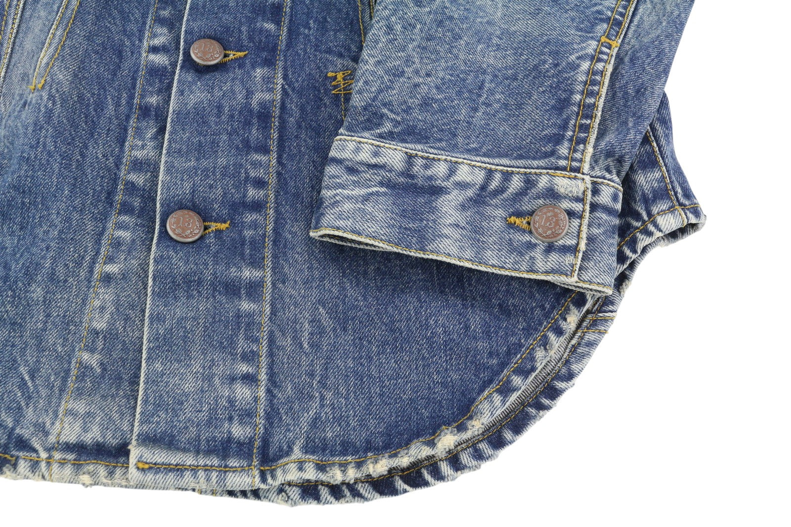 R13 Raglan Trucker Shirt Women Jacket M Kelly Tex Buttoned Faded Washed Denim