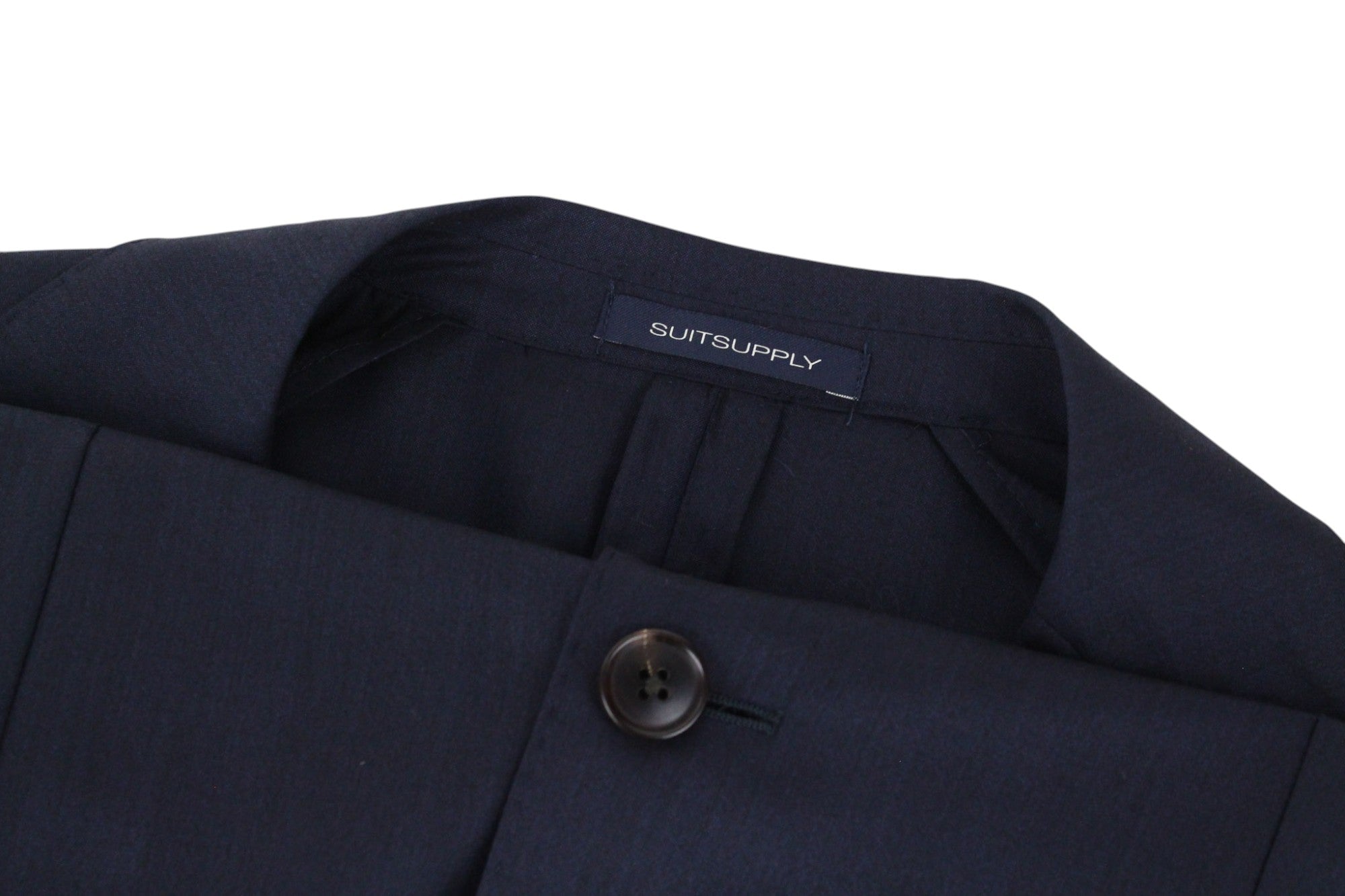 SUITSUPPLY Havana Suit UK38R Men's Navy Slim 2Pc Wool Silk Blend Melange