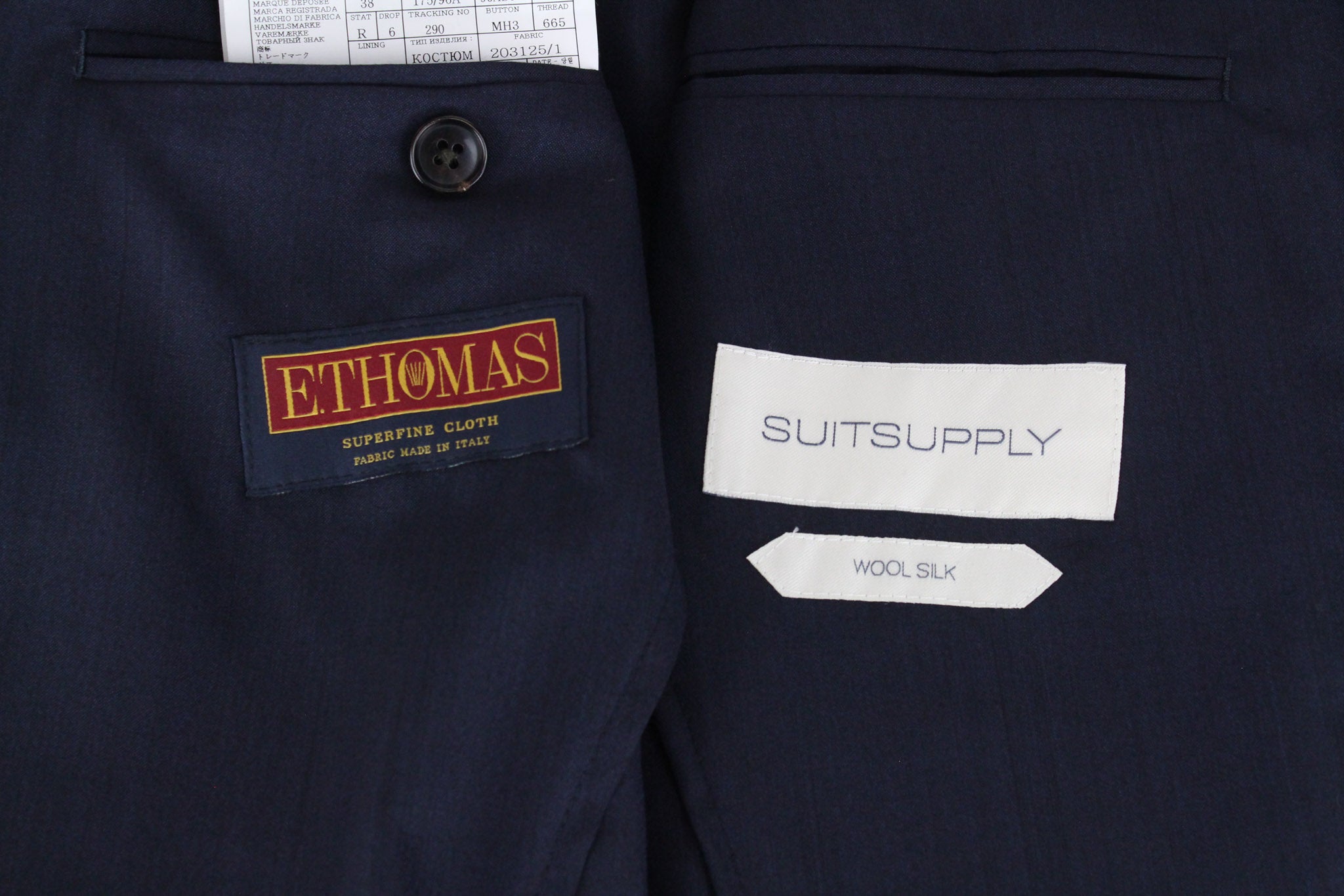 SUITSUPPLY Havana Suit UK38R Men's Navy Slim 2Pc Wool Silk Blend Melange