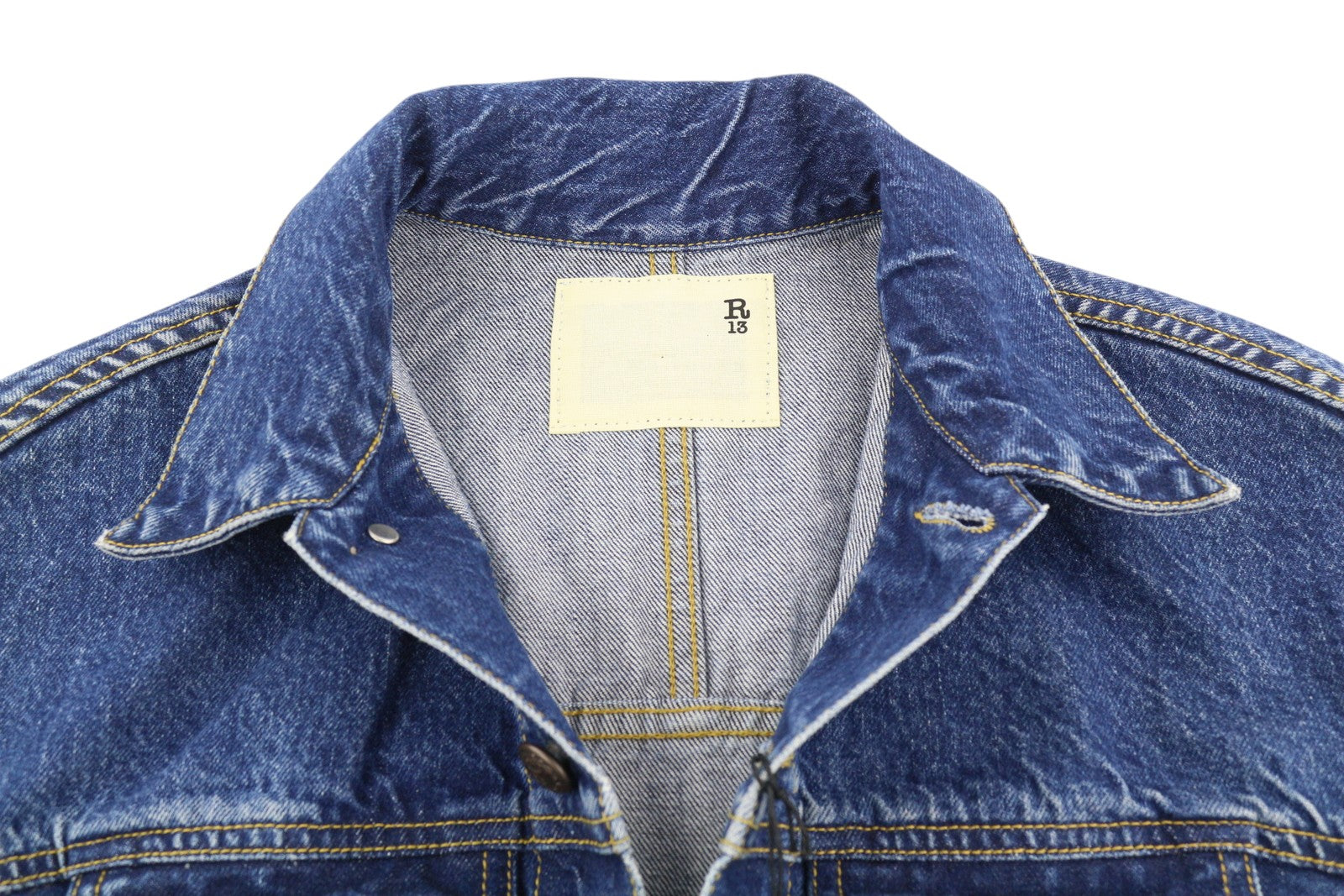 R13 Cropped Raglan Trucker Women Jacket M Jasper Tex Button Spread Blue RRP798