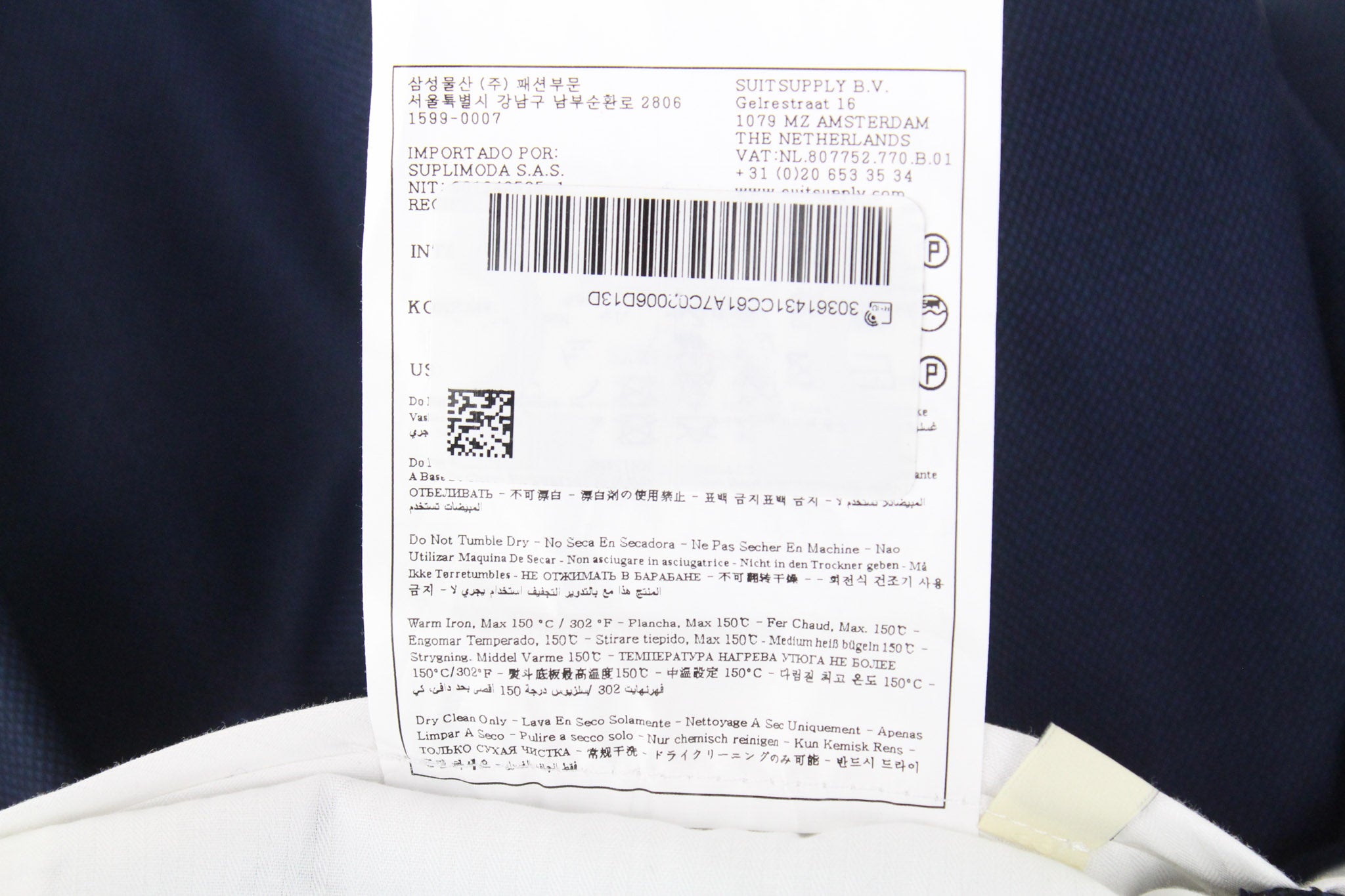 SUITSUPPLY Sienna Men's UK40S Formal Suit Blue Super 130's Wool 2-Piece