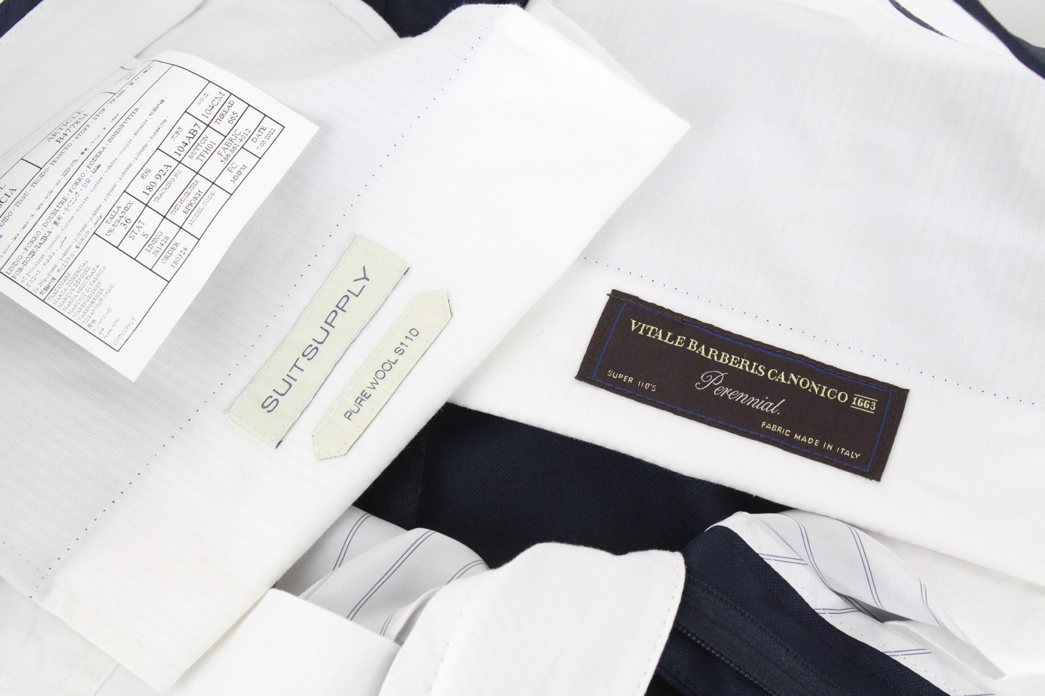 SUITSUPPLY Lazio Men's UK42S Slim Formal Suit Super 110's Blue Wool 2-Piece